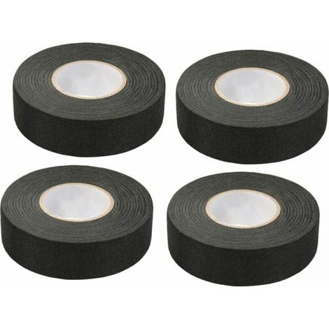 4 Pack Black Automotive Tape (1.5cm x 15m) - Automotive Fabric Tape, High Temperature Tape, Heavy Duty Black Tape, Fabric Tape, Automotive Wiring Tape (1/5)