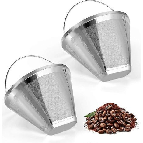 Filtre à café en acier inoxydable, idéal pour le remplacement des filtres à café, filtre à café permanent conique à 4 emplacements (1/4)