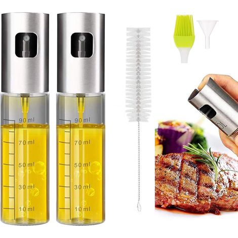 Spray Huile - Pulvérisateur Huile 100 ml en Verre et Acier Inoxydable - Pour Cuisine, Grillade, Salade, Pique-nique - 1 Pièce