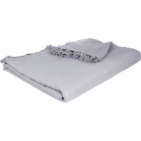 Jeté de lit en Coton Gris clair 230 x 250 cm - Atmosphera