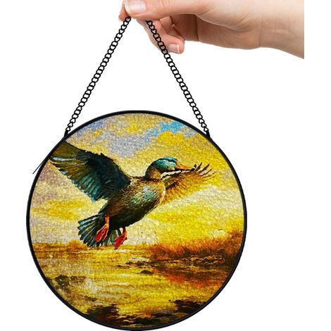 30 cmAttrape-soleil fleurs oiseaux abeille suspendu en vitrail, décoration jardin maison, cadeau maman (1/5)