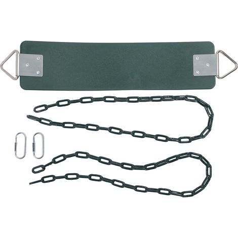 Balancelle en EVA doux extérieur avec chaînes revêtues vert foncé, facile à monter, résistante jusqu'à 200 kg, balançoire robuste pour enfants. (1/5)