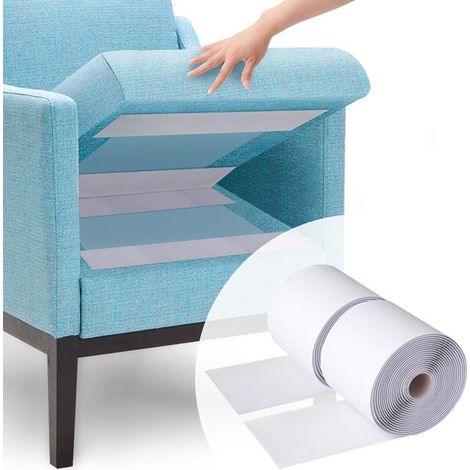 Velcro ultra-résistant - 10 cm x 5 m, blanc - Empêche les coussins de canapé de glisser - Idéal pour suspendre tableaux/tapis - Sans perçage (1/5)