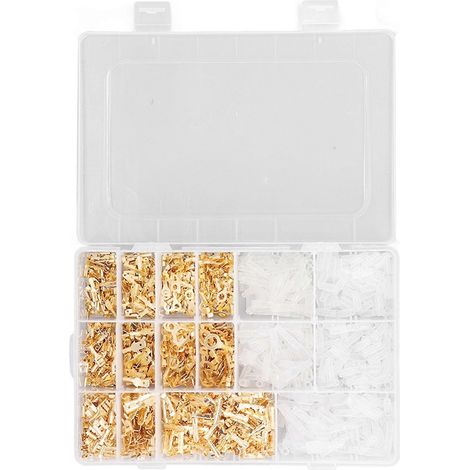 1000 borniers à sertir isolés pour fiches et prises, 2,8 mm, 4,8 mm, 6,3 mm, plaqués or