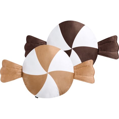 Conjunto de 2 cojines de tela con motivo navideño 60 x 60 cm marrón/blanco Whirl Candy