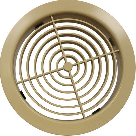 Grille ronde à encastrer plastique - Sable - Ext. Ø178 mm - Tube Ø160 mm - (1/4)
