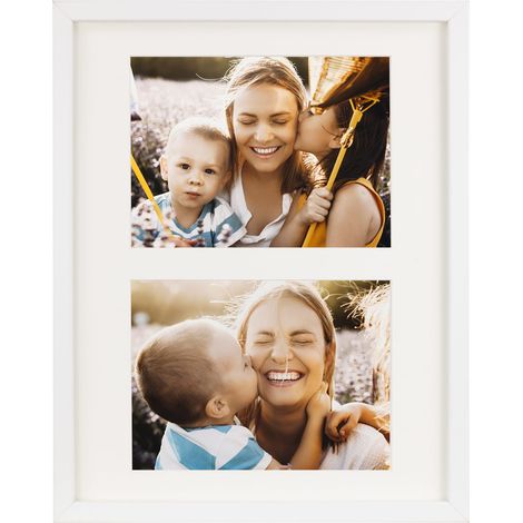 Cadre 28x35 cm pour 2 photos sur un support mural blanc 15x21 cm avec passe-partout, galerie d'art BD