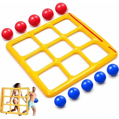 JSSEVN-Jeu Piscine Tic Tac Toe, Jeux Piscine Gonflables, Jouet Aquatique Gonflable avec 10 Balles, Balle pour Piscine à Balle Inclus (1/5)