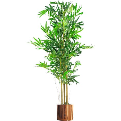 120cm (4ft) Natural Look Artificial Bamboo Plants Trees with Copper Metal Planter (1/4)