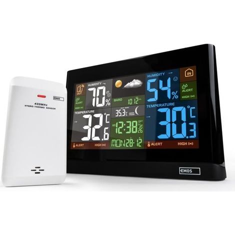 Station Météo - EMOS - Intérieur Extérieur - Écran Couleur - Thermomètre - Sans Fil (1/4)