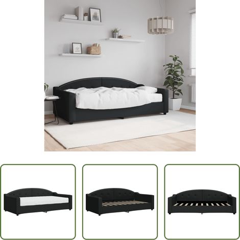 Schlafsofa - Tagesbett mit Matratze Schwarz 90x190 cm Stoff (1/5)