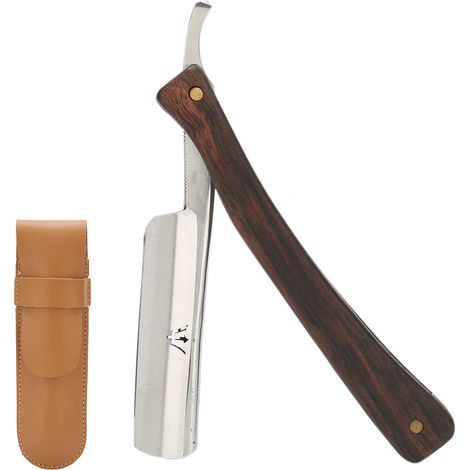 Porte-lame de rasoir pliant portable avec étui de protection en simili cuir (1/5)