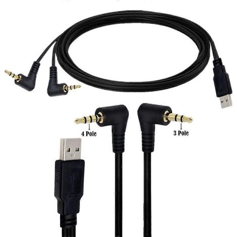 Câble audio mâle 3,5 mm vers USB 2.0 pour casque et tout appareil doté d'une prise jack 3,5 mm (1/4)