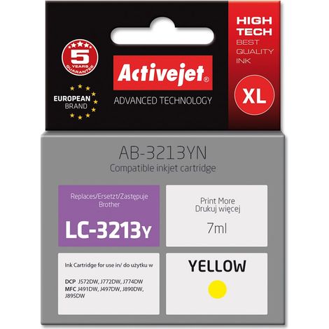 Cartouche d'encre Activejet AB-3213YN (remplacement pour Brother LC3213Y Supreme 7 ml jaune)