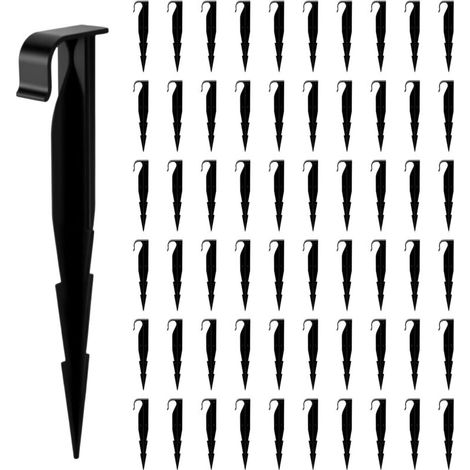 Lot de 50 piquets d'ancrage en polypropylène (PP) pour tuyaux de 1/2" OD, Jardin, pelouse, Patio, Noir (1/5)