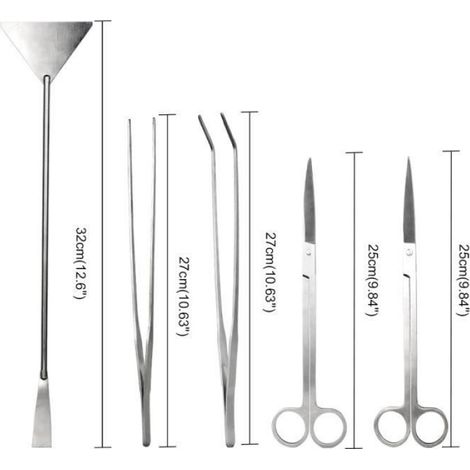 Plantes à outils d'aquarium en acier inoxydable 5 en 1 Outils d'aquascaping pour aquarium (ciseaux, spatule de substrat, pince à épi (1/4)
