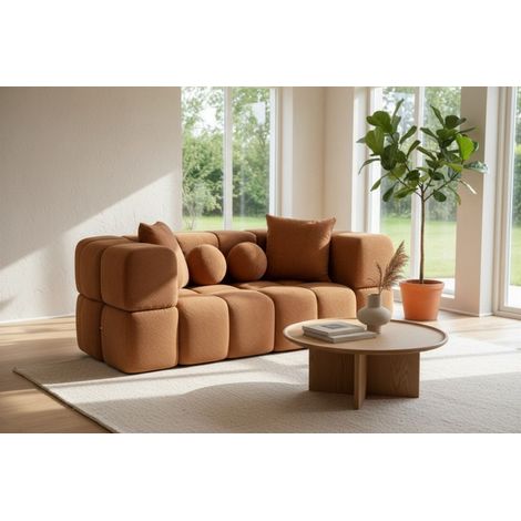 Sofa Designersofa VEGA 3-Sitzer in Stoff Egon Rostbraun