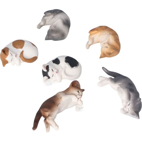 Bunte, detailgetreue Miniatur-Schlafkatzen aus Kunststoff. Ideal zum Dekorieren von Regalen, Tischen und Autos. (1/5)