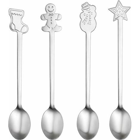 Lot de 4 Petites Cuillères à Café et à Thé en Métal Argenté au Design Moderne et Élégant - PANGIVO (1/5)