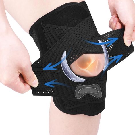 2 pièces ménisque réglable et genouillère de sport, genouillère, matériau en maille respirante, unisexe, genouillère de sport avec coussin de rotule, soulage l'arthrite, convient à la course (convient