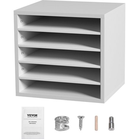 Organisateur de littérature bois 5 compartiments pour bureau avec étagères ajustables 353 x 305 x 330 cm, bureau et maison (1/5)
