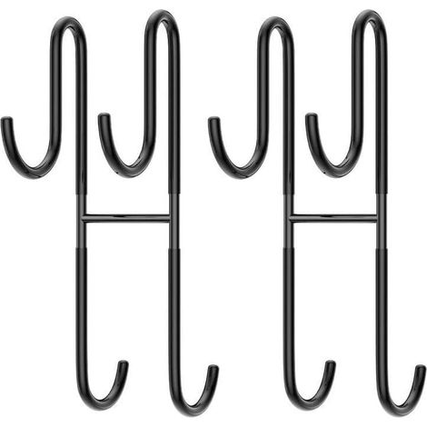 Crochet porte douche inox/PVC noir double face, pour peignoir (1/5)