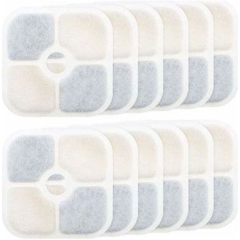 12pcs Filtres de Fontaine pour Animaux de Compagnie Remplacement Compatible avec Catit PIXI 43717 Fontaine à Eau pour Chat Filtres de Distributeur d'eau Accessoires, 8.4x8.4cm (1/5)