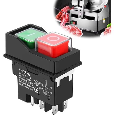 KJD17 250V 16A Schalter, 5-poliger Maschinenschalter, Drucktaster, elektromagnetischer Schalter für Werkstattmaschinen
