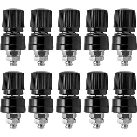 10 Pièces Bornes de Soudage Laiton Nickelé M6, Connecteurs à Tige Filetée pour Câbles 0‑380V Noir (1/5)