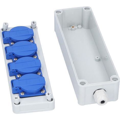 Boîte de Prise Extérieure Étanche avec Interrupteur, 4 Prises, Protection Anti-Pluie pour Jardin et Terrasse (1/5)