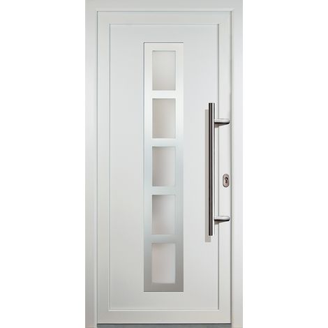 Porte d'ingresso classico PVC modello 51 dentro/al di fuori: bianco, larghezza: 108cm, altezza: 200cm, senso di aperatura destra