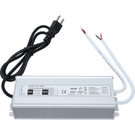 Alimentation LED étanche IP67 120W 24V 0-5A transformateur adaptateur courant constant AC85-265V prise US (1/5)