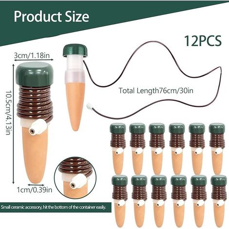 12-teiliges Selbstbewässerungssystem, automatische Gartenbewässerung, Wasserspender für Zimmerpflanzen, Pflanzenbewässerungsspender für Zimmerpflanzen und Blumen, Bewässerungskegel (1/5)