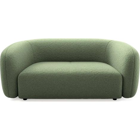 BAHIA - Canapé droit tissu bouclette 2 places Vert (1/5)
