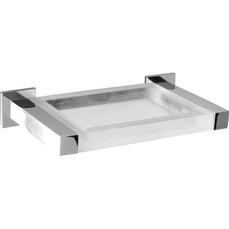 Porta sapone da bagno a parete linea picasso in ottone cromato e plexiglas satinato - accessori bagno