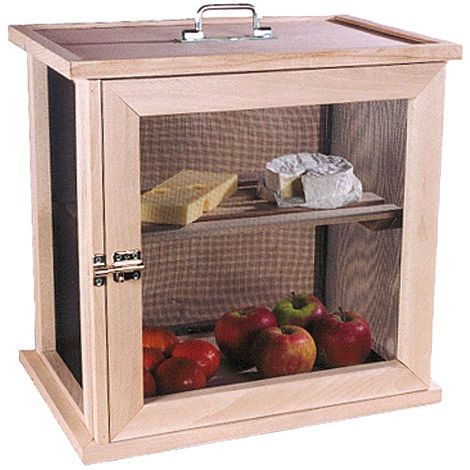 Garde-manger 2 étagères en hêtre 44x30x40 cm – Toile moustiquaire en acier galvanisé – Fermeture par verrou – Poignée de transport – Masy