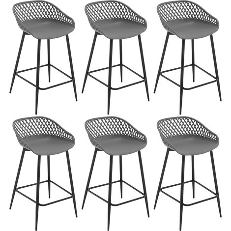 WOLTU 6x Bar Stools Breakfast Counter Chairs Bar Chairs Modern Stools for Kitchen Home Bar, Grey