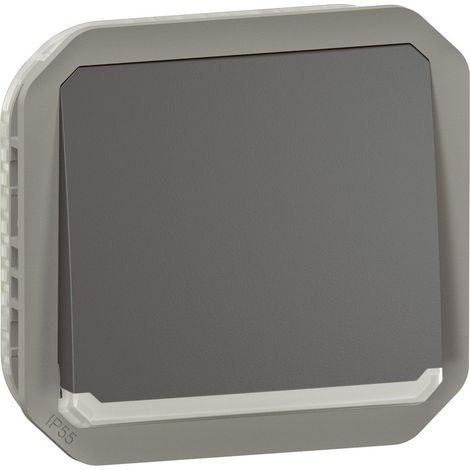 Legrand - Poussoir NO lumineux Plexo composable - Anthracite (1/5)