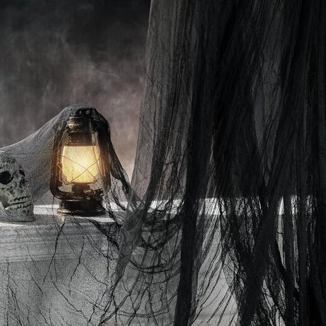 - 500x215CM Tissu Effrayant Halloween, Décoration Intérieur/Extérieur pour Fête des Maisons Hantées, Noir, Uni (1/5)