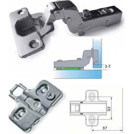 Cerniera ammortizzata per mobili e cucina 110° box 35 c/basetta con clip dimensione disponibile: collo 15 - alta