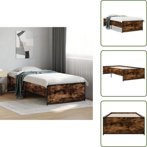 Cadre de lit sans matelas chêne fumé 90x190 cm - Cadre De Lit - Lit Double - Lit En Bois - Lit Design - Literie (1/5)