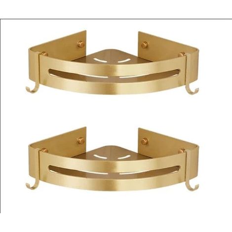 Corner Shelf Organizer, Gold, 2 Pack, Wall Mounted, Gold Finish, Bathroom Storage (1/4)