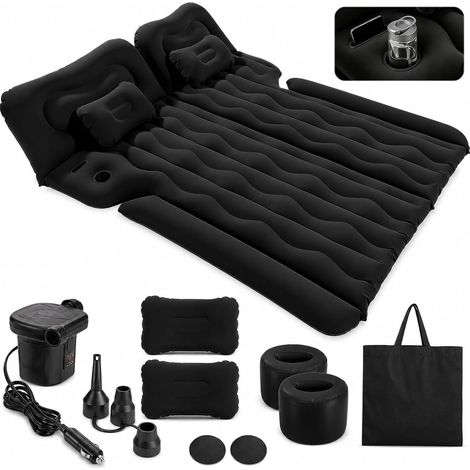 Matelas Gonflable Voiture, 1.75  1.35M Lit Gonflable pour Siège Arrière, Pompe et Oreiller, Matelas de Voiture SUV, Tissu Molletonné Épais, pour Voyage Camping Activités de Plein Air (Noir) (1/5)