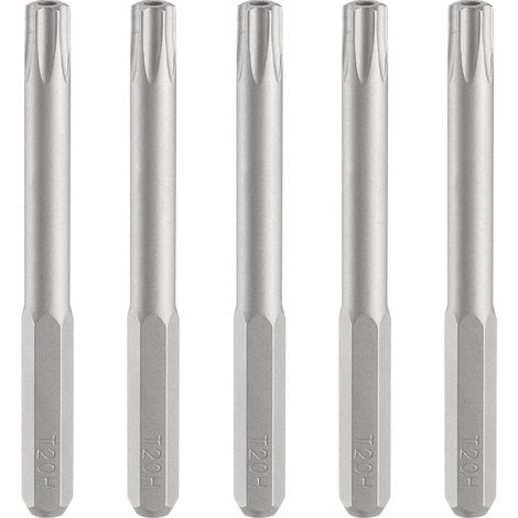 5pcs T20H Embout de Tournevis Torx 5/32" Tige Hexagonale 45mm/1.77" Longueur Magnétique Tête Étoile à 6 Pans Acier S2 Embout de Tournevis (1/5)