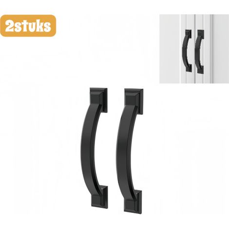 Lot de 2 poignées de porte en alliage de zinc, fixation par perçage, poignées pour portes coulissantes en verre, portes de balcon, fenêtres et tiroirs, longueur 76 mm, design petite taille, noir mat (1/5)