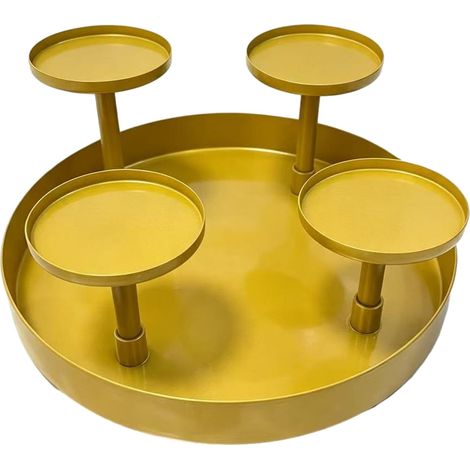Bougeoir métallique 4 têtes – Support à étages pour table, style pilier-Or (1/4)