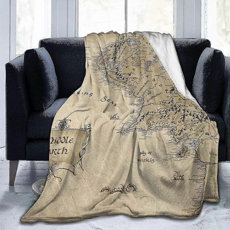 Bezug aus ultraweicher Mikrofaser, mit Motiven der Karte von Mittelerde und des Herrn der Ringe, passend für Sofas und andere Couches. (1/5)