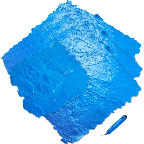 Mophorn 4-teiliges Betonstempel-Mattenset, 36"x36" und 18"x18", Polyurethan-Schieferstrukturformen, nahtloses Steinfliesenmuster für dekorative Anwendungen im Außenbereich