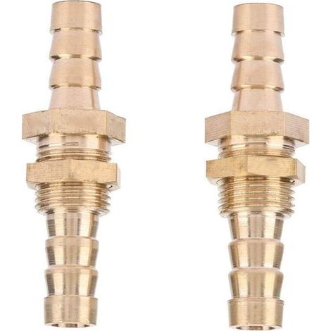 Gas Arriv Nipple Fitting, 2 pieces Brass Barb Hose Bulkhead Hose Fitting Coupler Connector Adapter (8mm) (1/5)