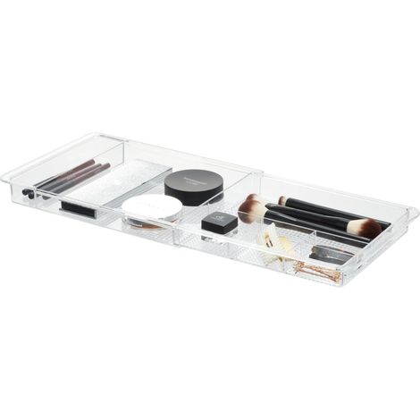 organiseur cosmétiques, boite tiroir extensible en plastique sans BPA, transparent (1/5)